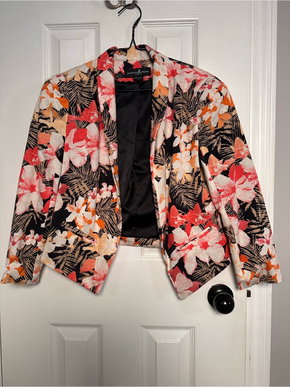 Guess by Marciano Black Blazer with Coral & Pink Floral Print